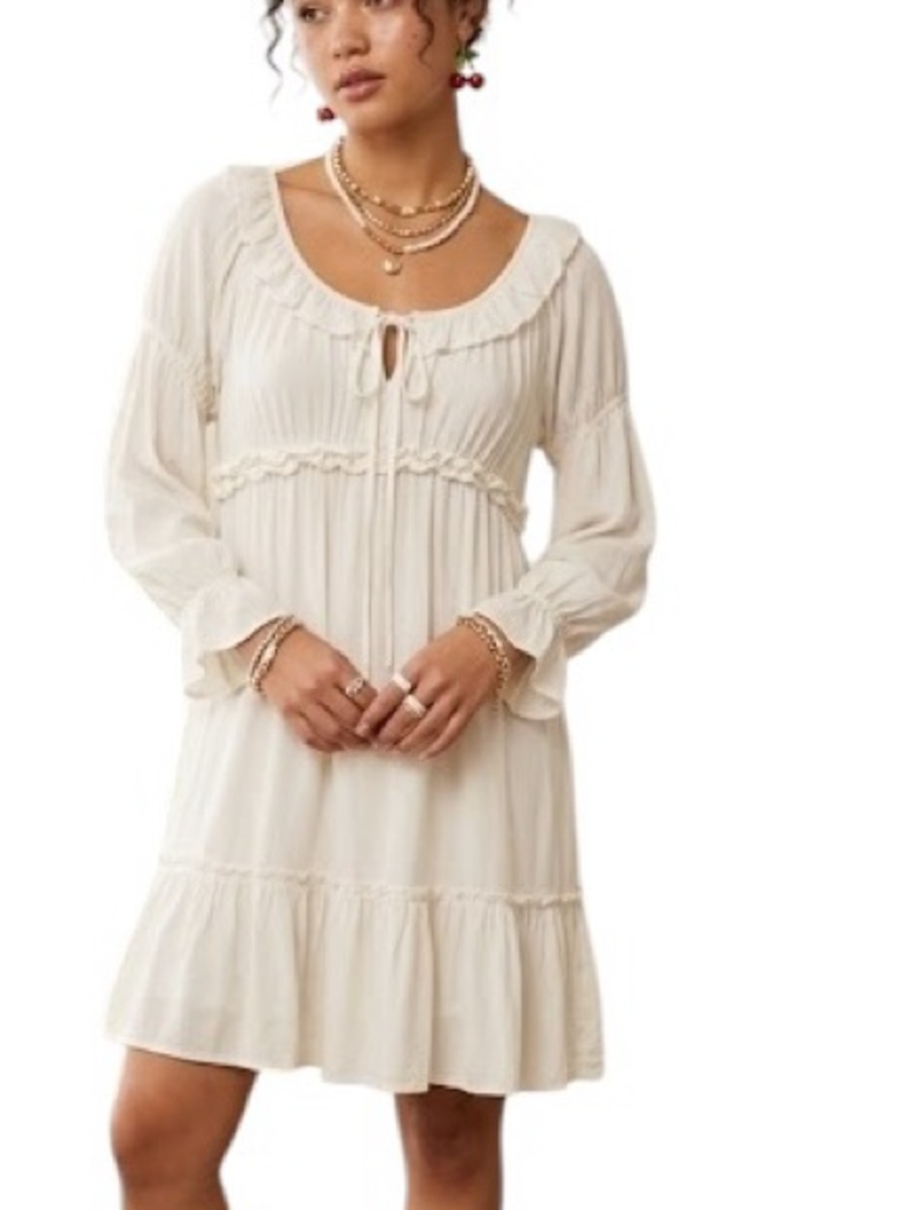 Dolls Kill Stuck on Stupid Cream Ruffled Dress